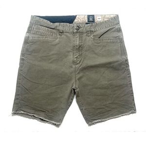 Volcom Brownish Gray Frayed Hem Shorts, Size 32